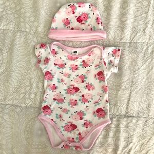 Floral onesie and hat